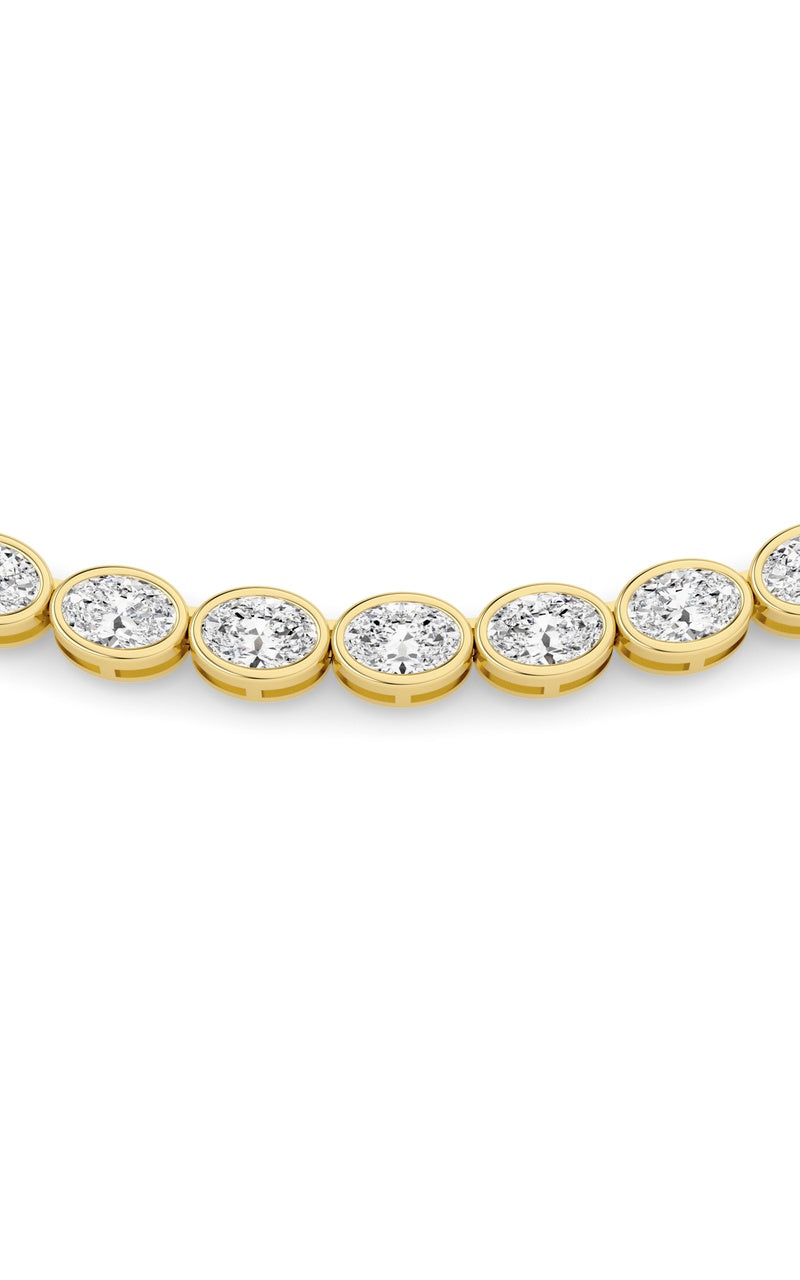 30Cttw Oval Lab Grown Diamond (F/VS ) Bezel Set Necklace in 14K Gold