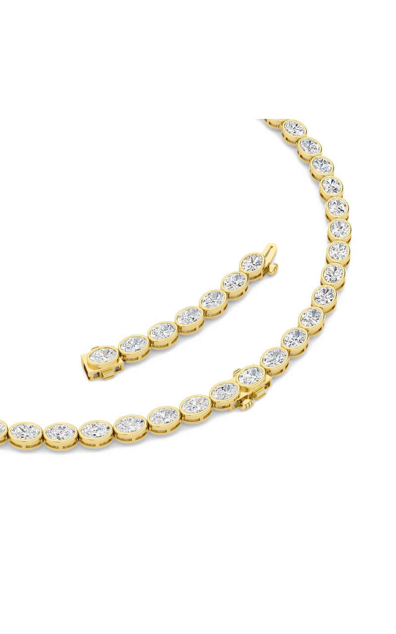 30Cttw Oval Lab Grown Diamond (F/VS ) Bezel Set Necklace in 14K Gold