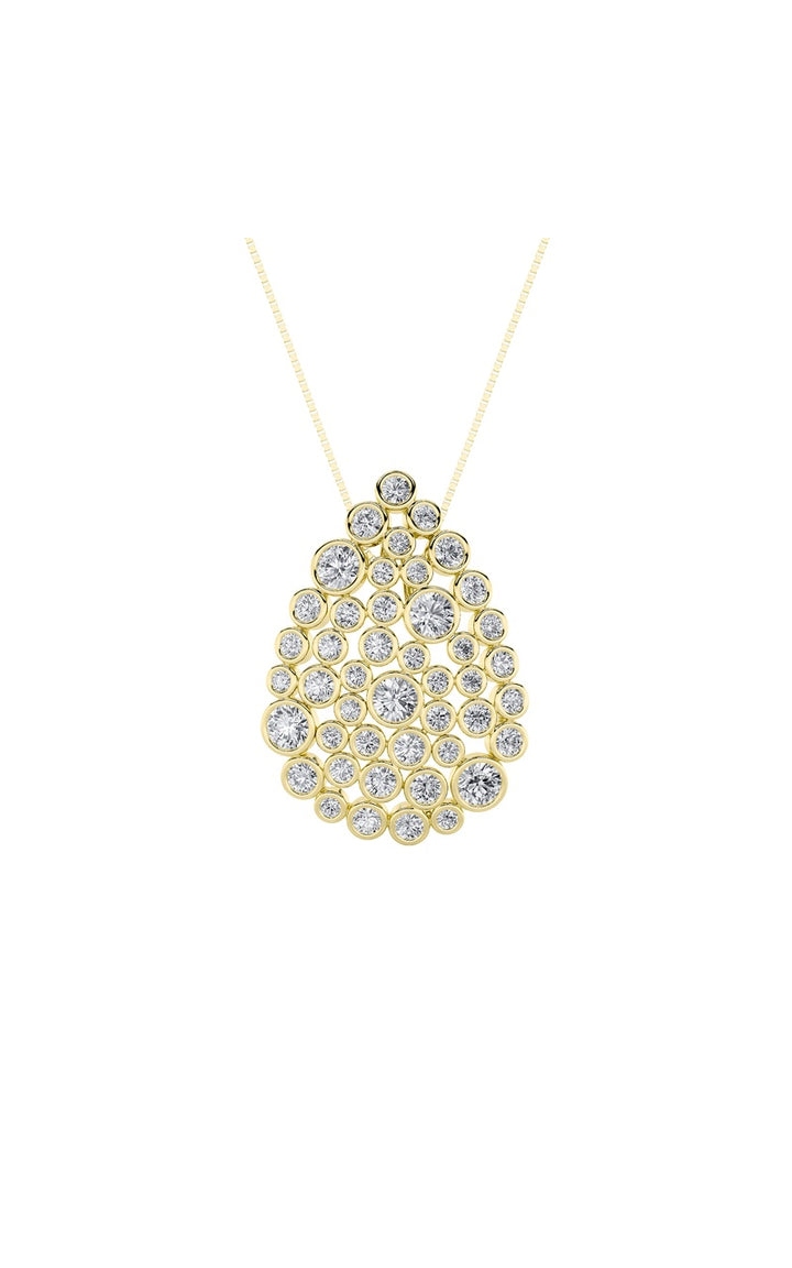 2.5Cttw Round Shaped Lab Grown Diamond (F/VS) Bezel set Bubble Pendant in 14K Gold