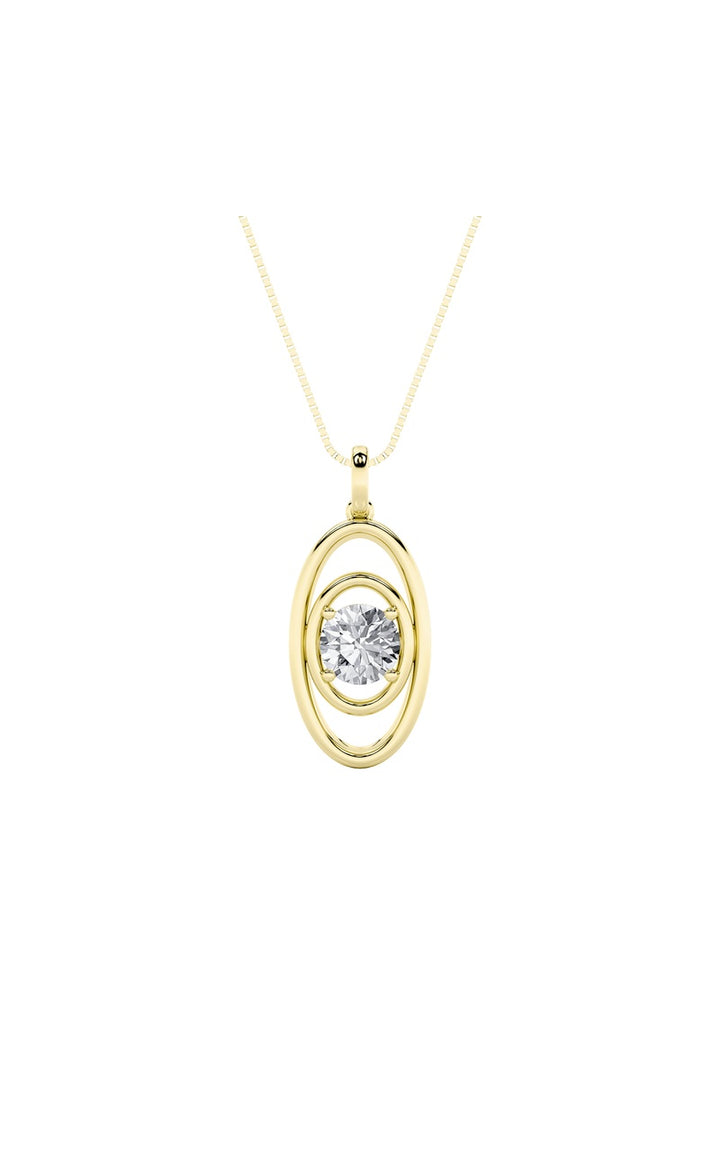 1Cttw Round Shaped Lab Grown Diamond (F/VS) Concentric Fancy Pendant in 14K Gold