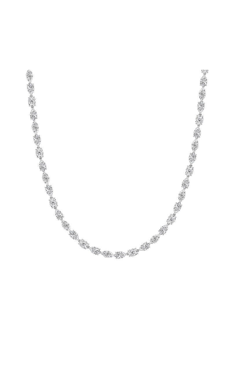 25Cttw Mix Shaped Lab Grown Diamond (F/VS ) TennisNecklace in 14K Gold