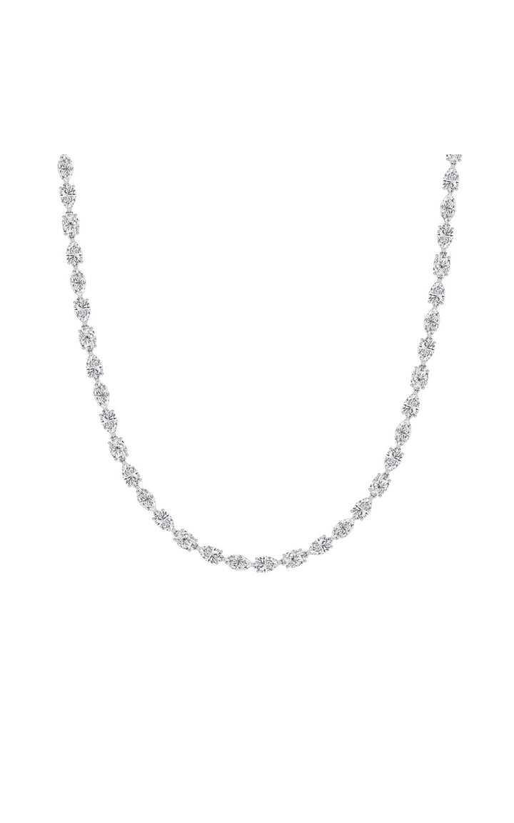 25Cttw Mix Shaped Lab Grown Diamond (F/VS ) TennisNecklace in 14K Gold