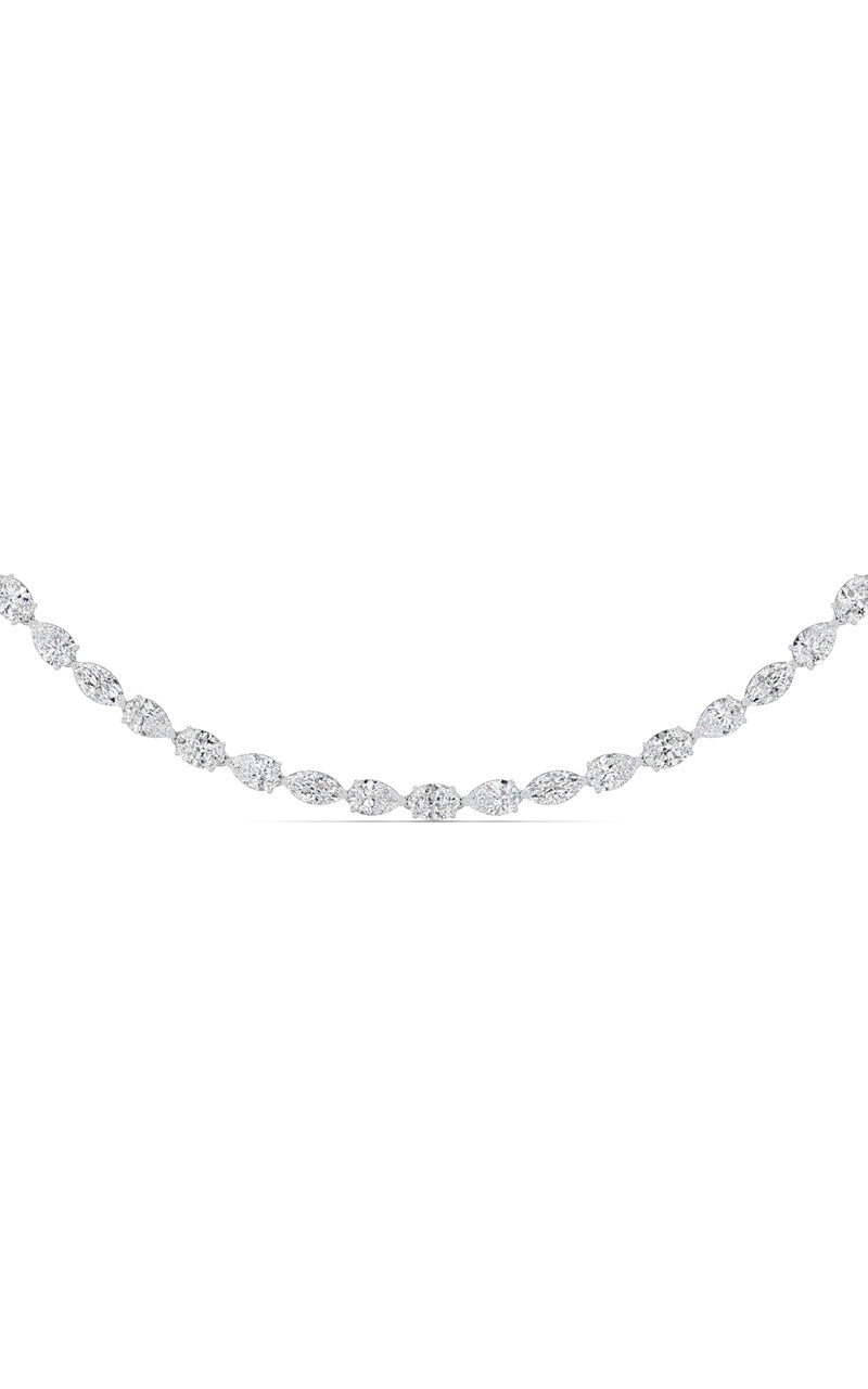 25CTW Mix Shaped Lab Grown Diamond (F/VS ) Tennis Necklace in 14K Gold