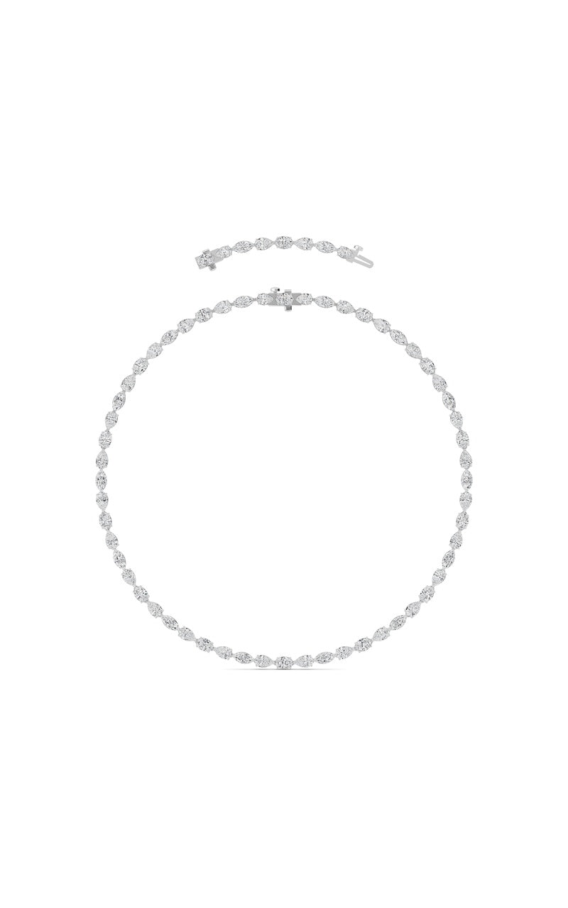 25Cttw Mix Shaped Lab Grown Diamond (F/VS ) TennisNecklace in 14K Gold