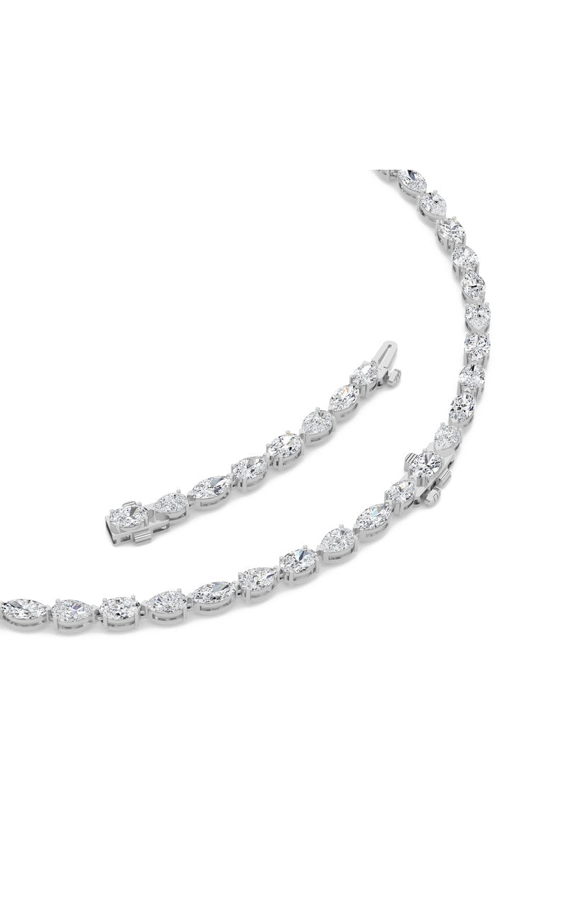 25Cttw Mix Shaped Lab Grown Diamond (F/VS ) TennisNecklace in 14K Gold