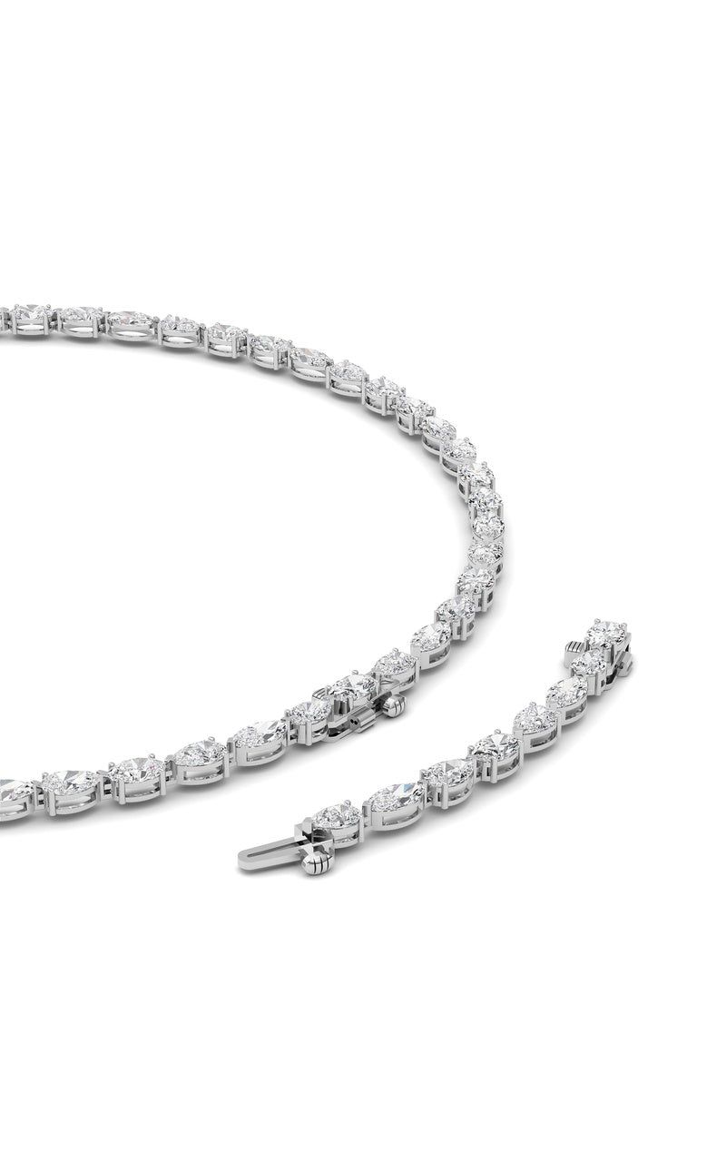 25Cttw Mix Shaped Lab Grown Diamond (F/VS ) TennisNecklace in 14K Gold