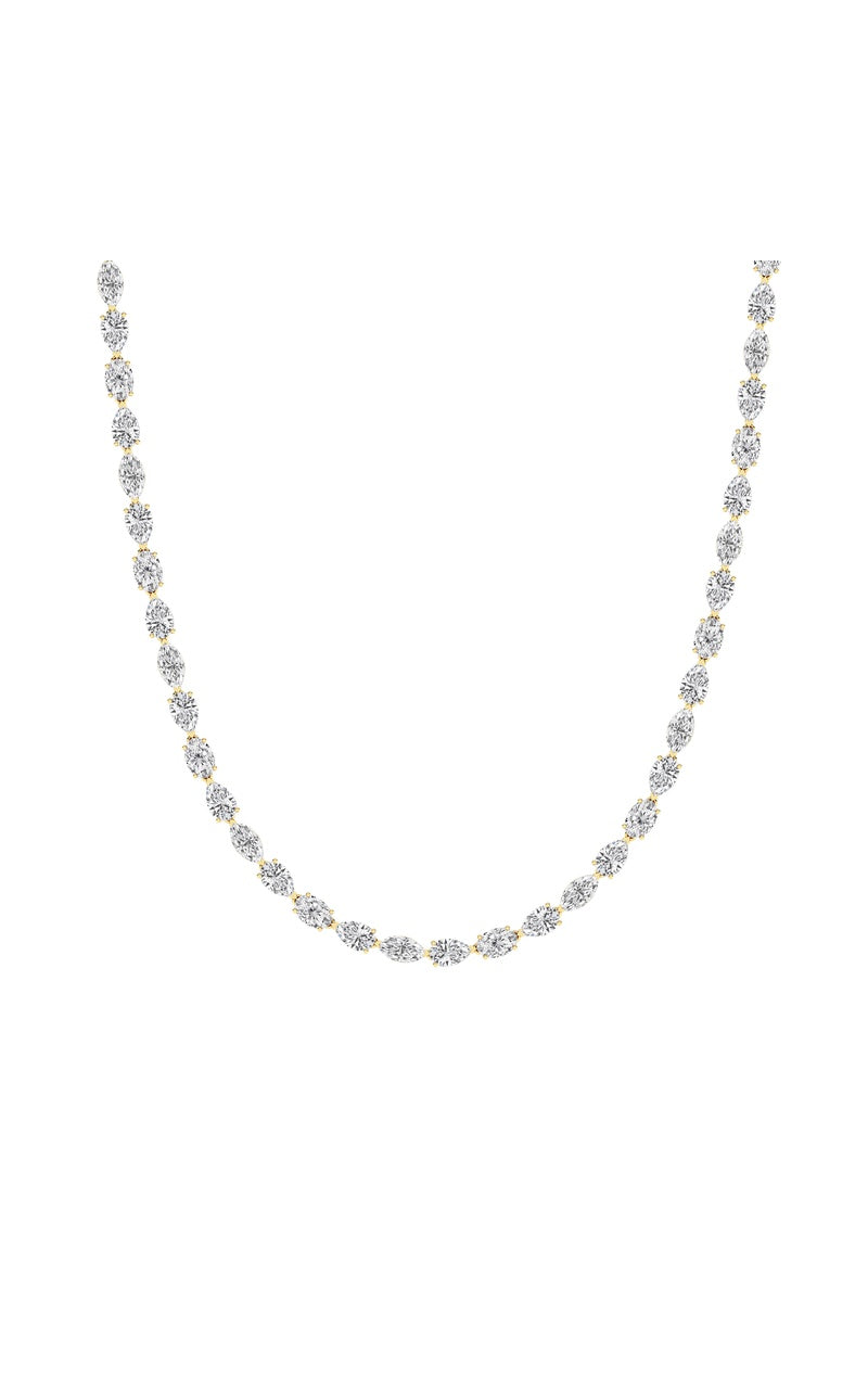 25Cttw Mix Shaped Lab Grown Diamond (F/VS ) TennisNecklace in 14K Gold