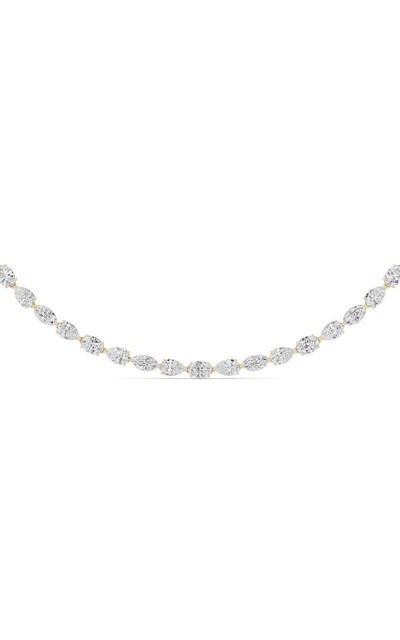 25Cttw Mix Shaped Lab Grown Diamond (F/VS ) TennisNecklace in 14K Gold