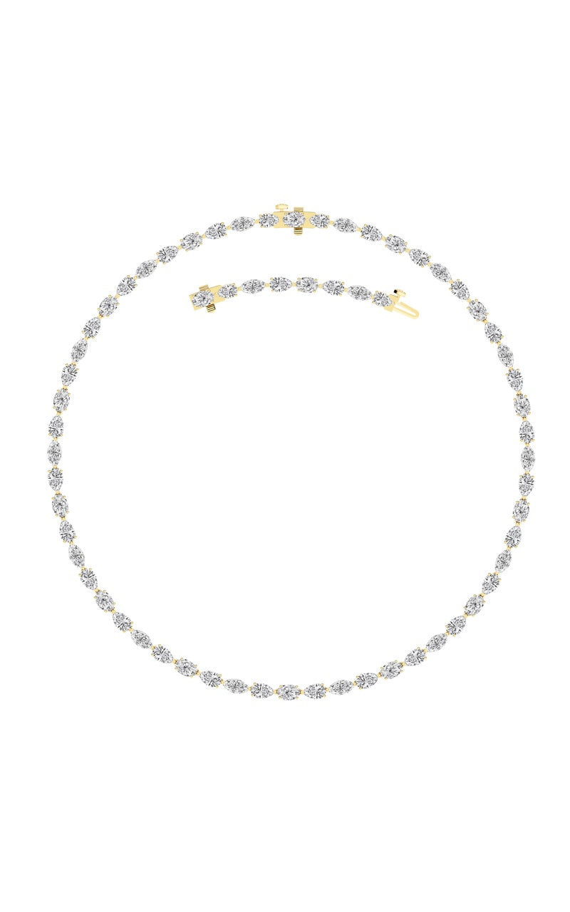 25Cttw Mix Shaped Lab Grown Diamond (F/VS ) TennisNecklace in 14K Gold
