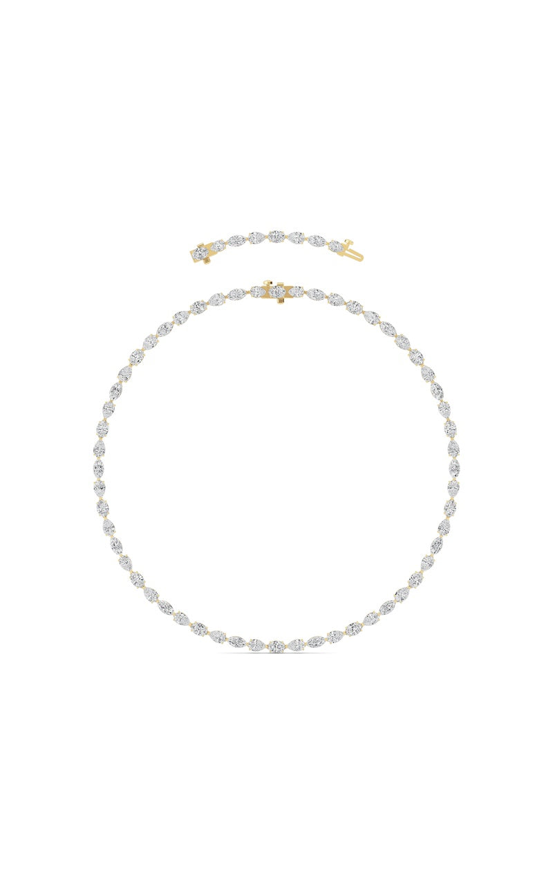 25Cttw Mix Shaped Lab Grown Diamond (F/VS ) TennisNecklace in 14K Gold