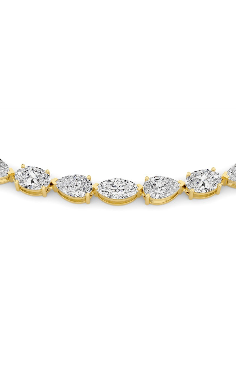 25Cttw Mix Shaped Lab Grown Diamond (F/VS ) TennisNecklace in 14K Gold