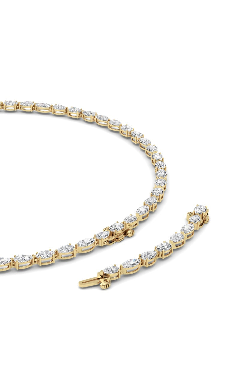 25CTW Mix Shaped Lab Grown Diamond (F/VS ) Tennis Necklace in 14K Gold