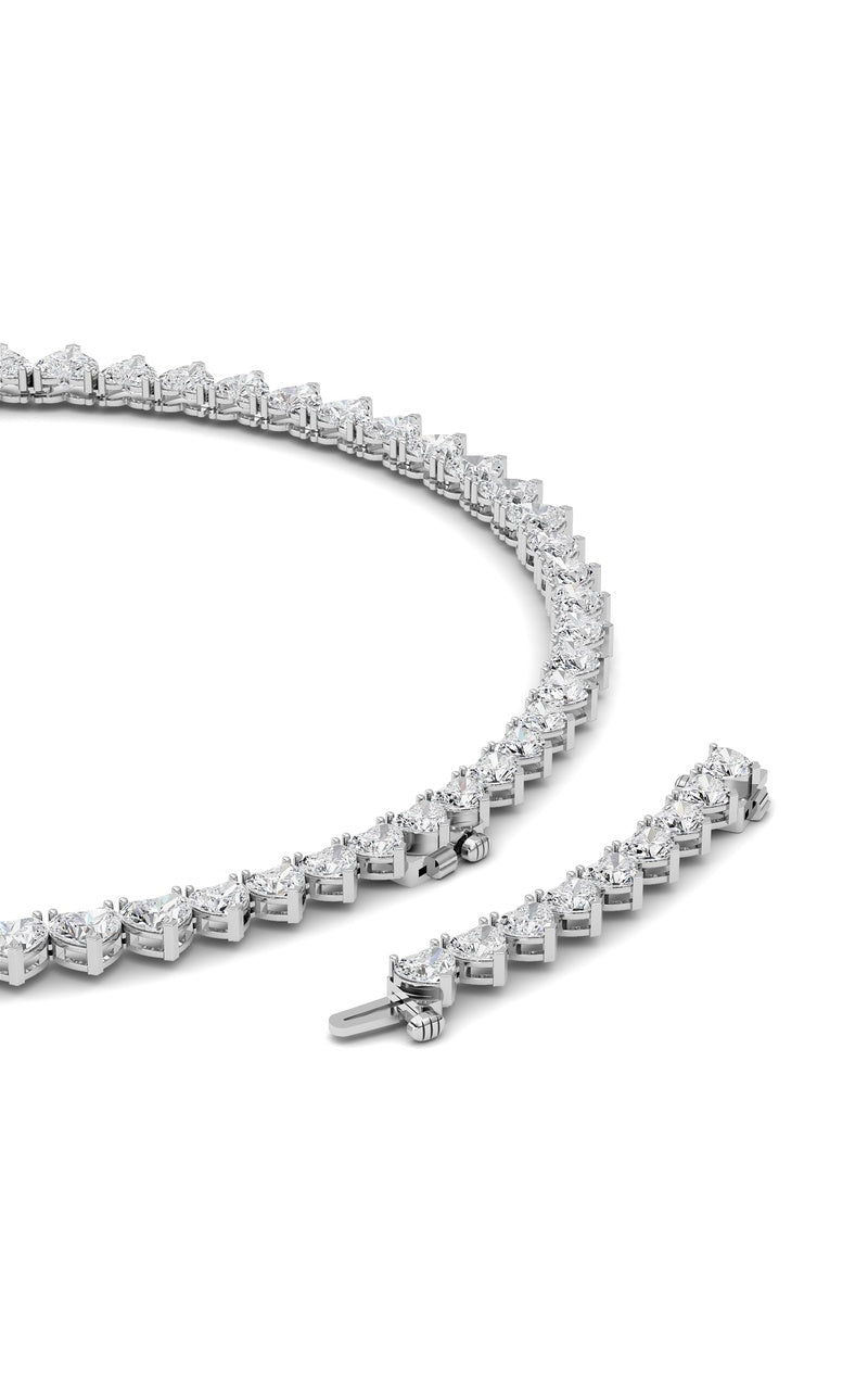 65Cttw Heart Shaped Lab Grown Diamond (F/VS ) Tennis Necklace in 14K Gold