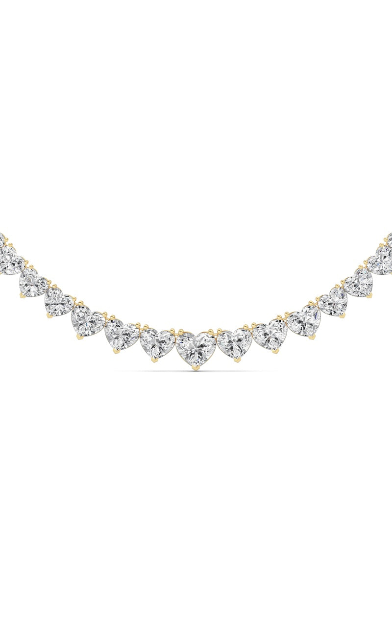 65Cttw Heart Shaped Lab Grown Diamond (F/VS ) Tennis Necklace in 14K Gold