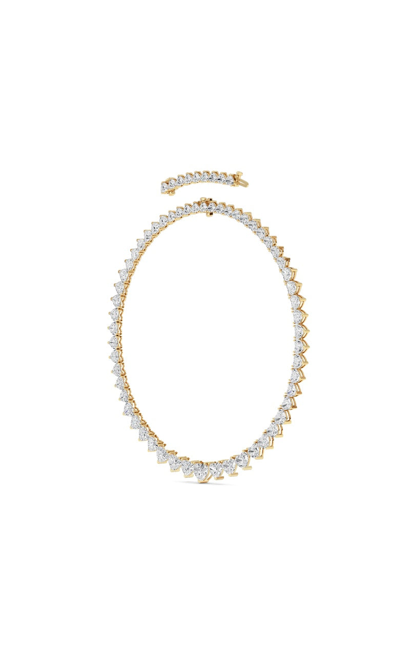 65CTW Heart Shaped Lab Grown Diamond (F/VS ) Tennis Necklace in 14K Gold