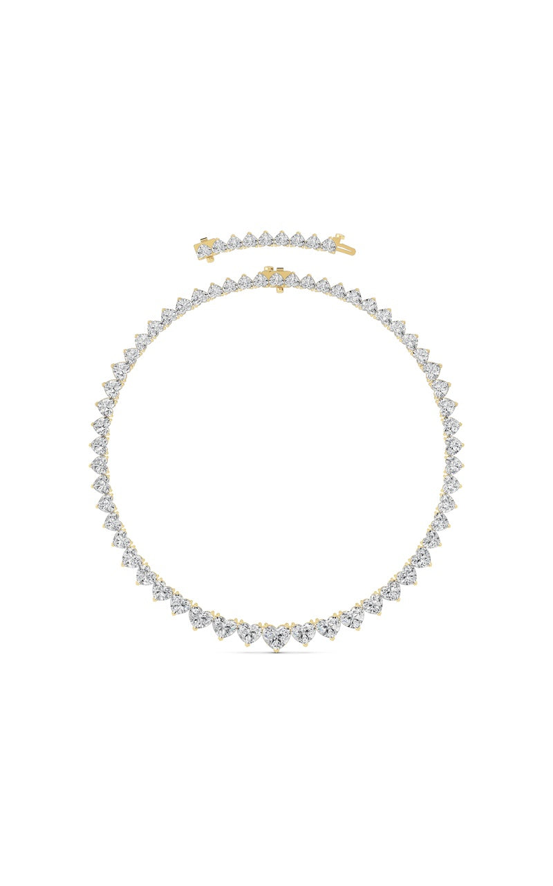65Cttw Heart Shaped Lab Grown Diamond (F/VS ) Tennis Necklace in 14K Gold