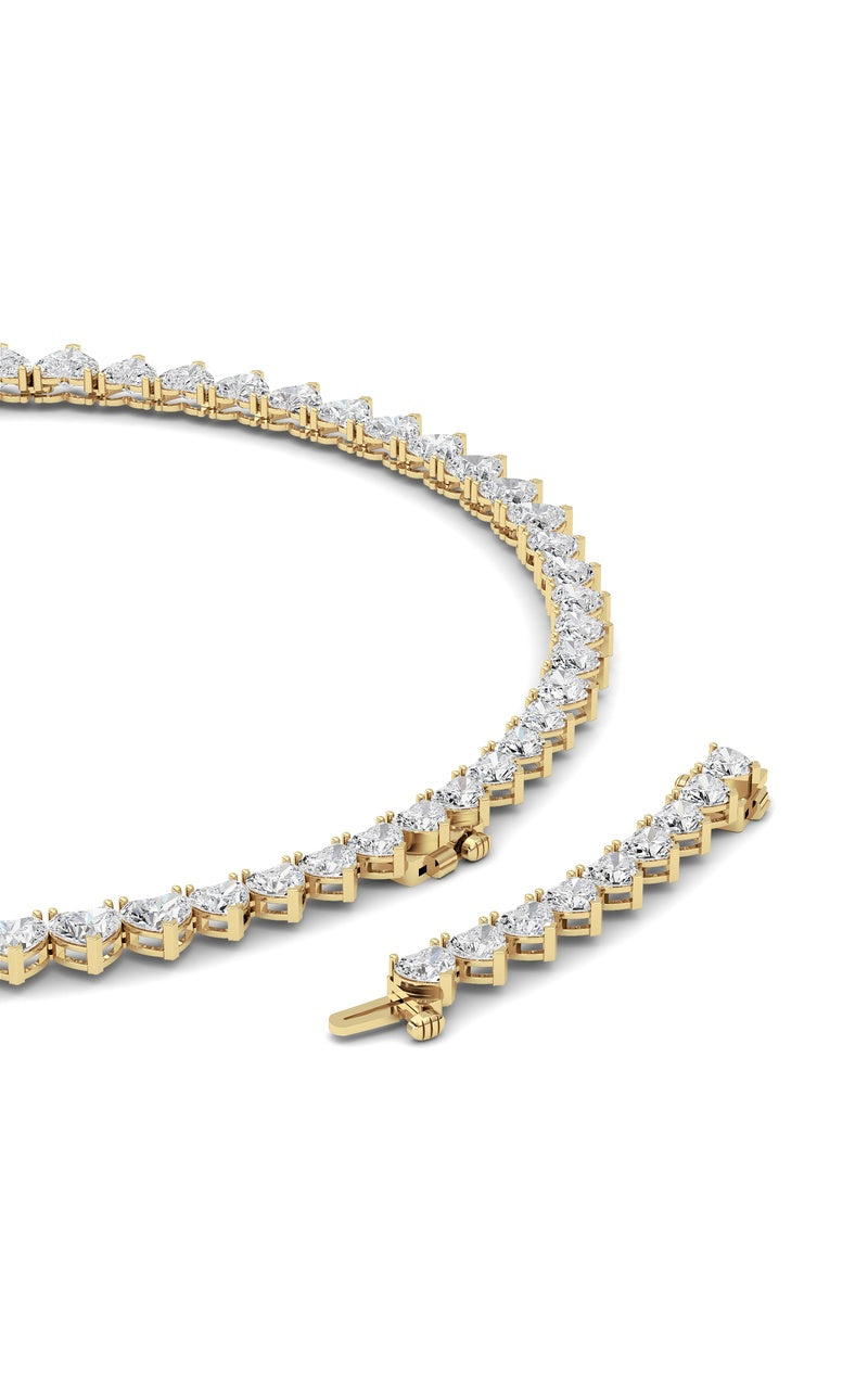 65Cttw Heart Shaped Lab Grown Diamond (F/VS ) Tennis Necklace in 14K Gold