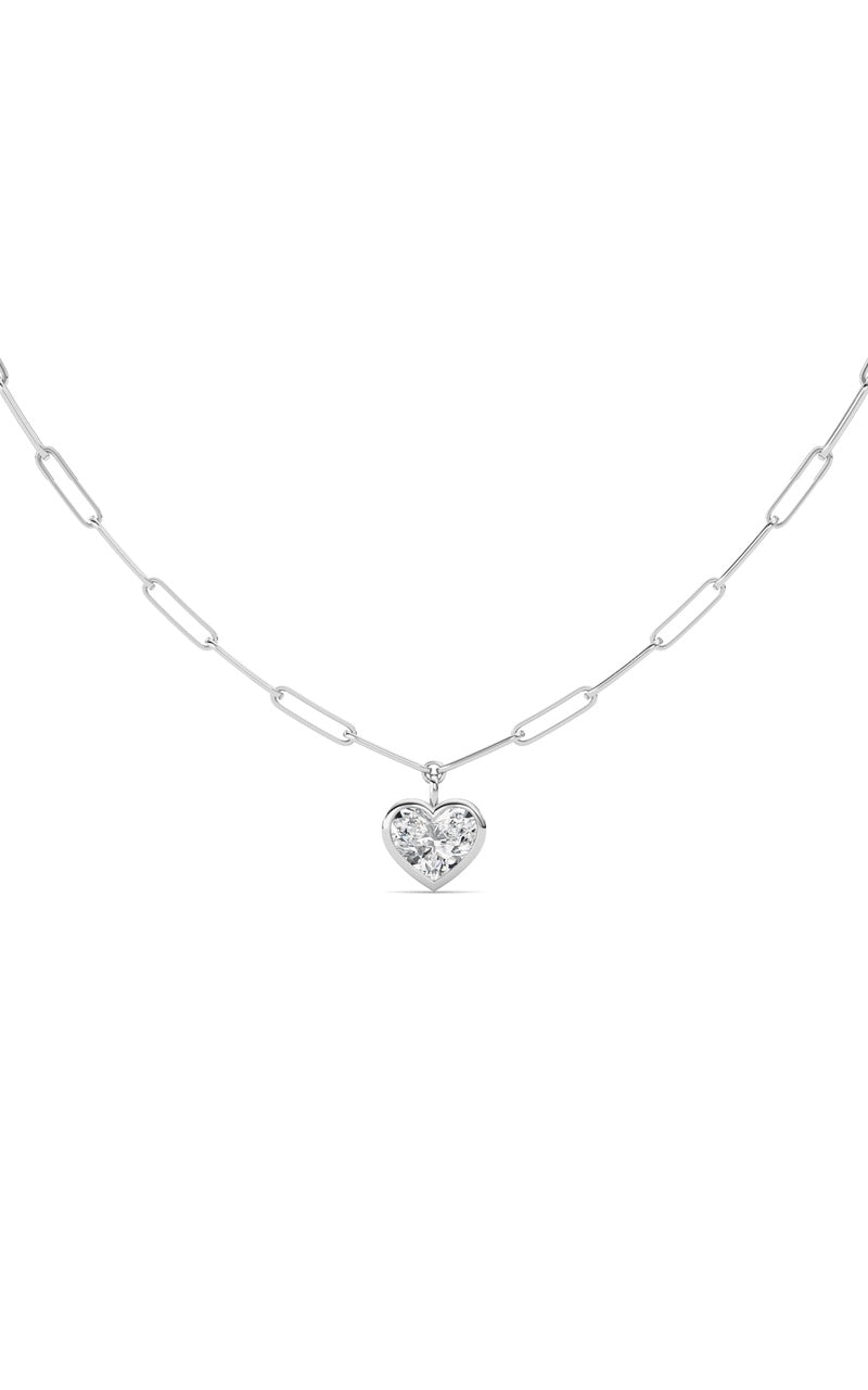 4CTW Heart Shape Lab Grown Diamond (F/VS ) Necklace in 14K Gold