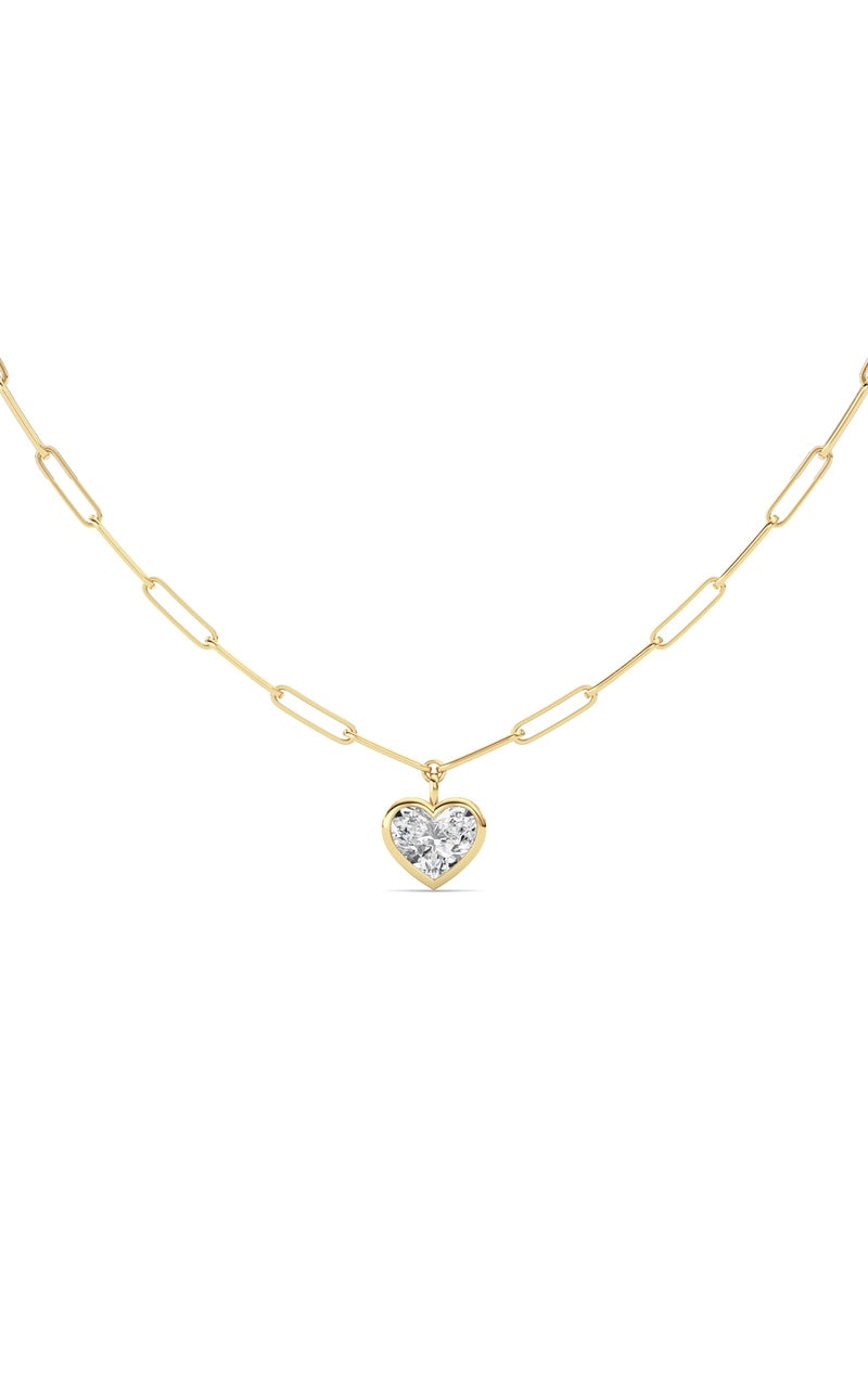 4CTW Heart Shape Lab Grown Diamond (F/VS ) Necklace in 14K Gold