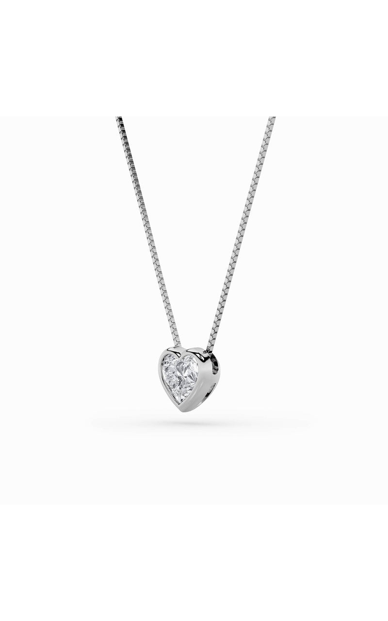 1Cttw Heart Shaped Lab Grown Diamond (F/VS) BezelSet Solitaire Pendant in 14K Gold