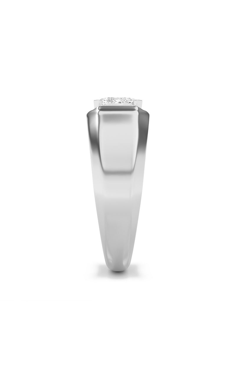3Cttw Emerald Shaped Lab Grown Diamond (F/VS) Mens Ring in 14K White Gold
