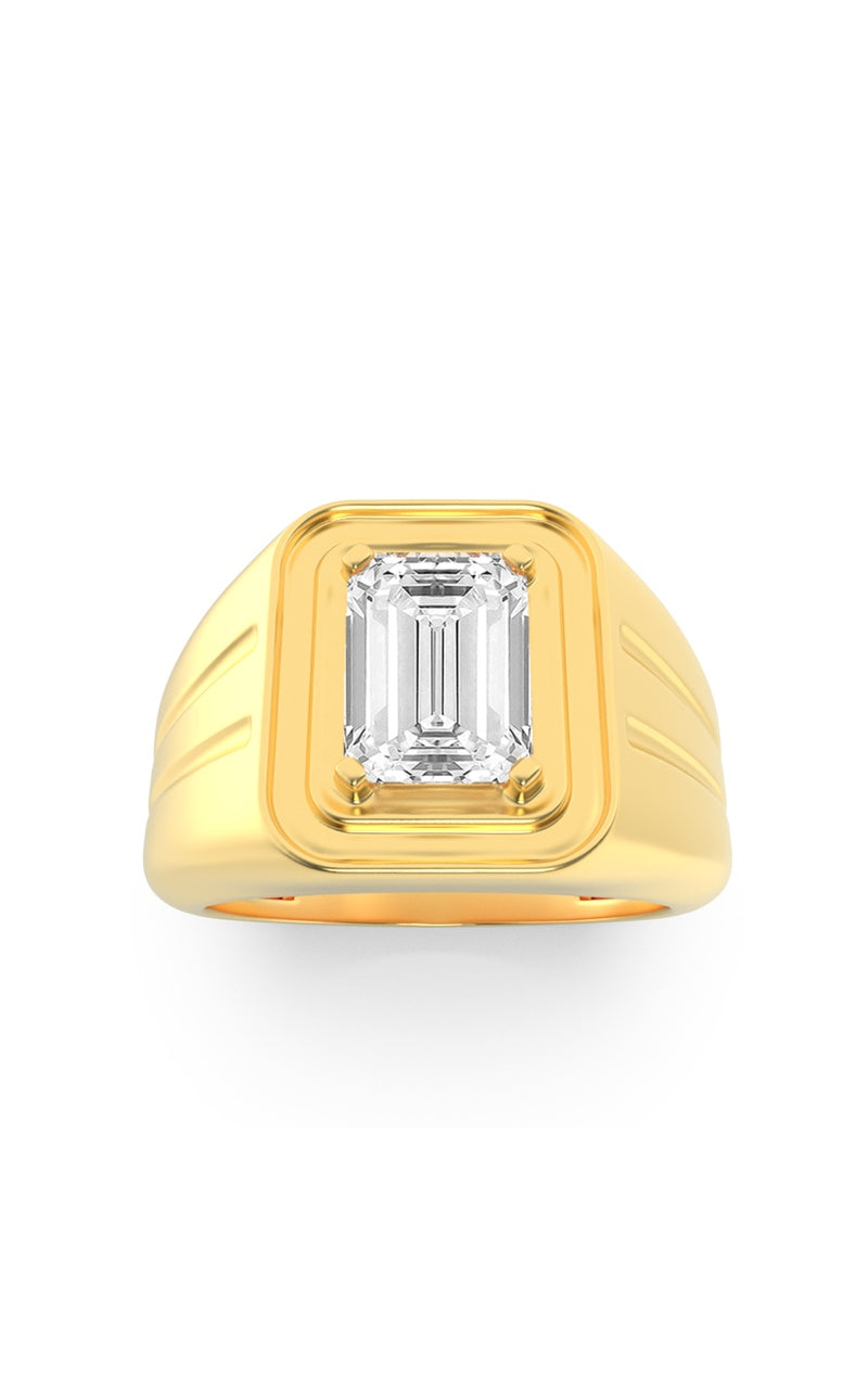 2Cttw Emerald Shaped Lab Grown Diamond (F/VS) MensRing in 14K White Gold