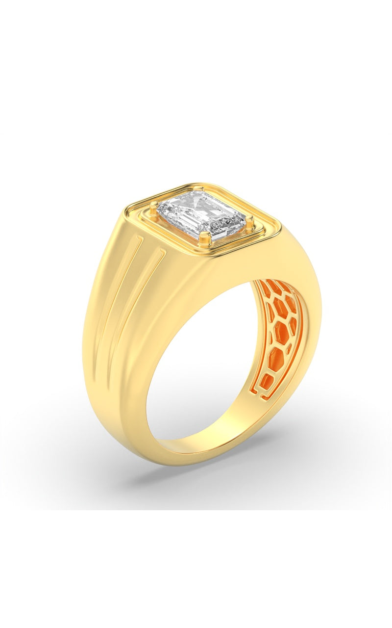 2Cttw Emerald Shaped Lab Grown Diamond (F/VS) MensRing in 14K White Gold