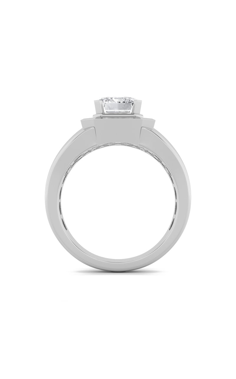 3Cttw Emerald Shaped Lab Grown Diamond (F/VS) MensRing in 14K Gold