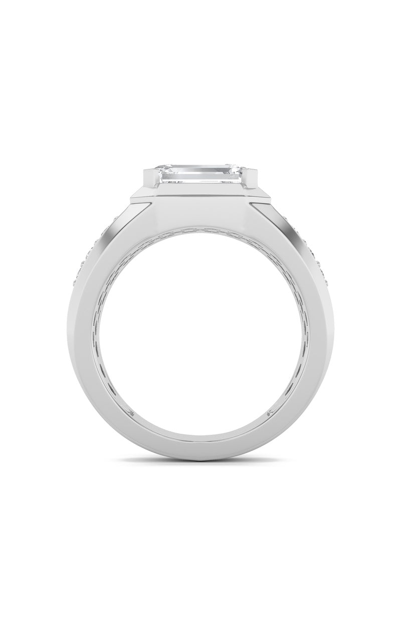 3.5CTW Emerald Shaped Lab Grown Diamond (F/VS) Mens Ring in 14K Gold