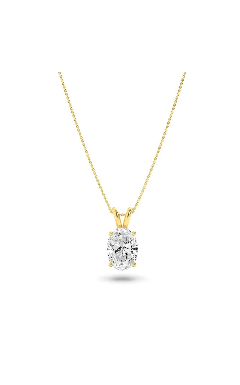 2Cttw Oval Shaped Lab Grown Diamond (F/VS) Split Bale Solitaire Pendant in 14K Gold
