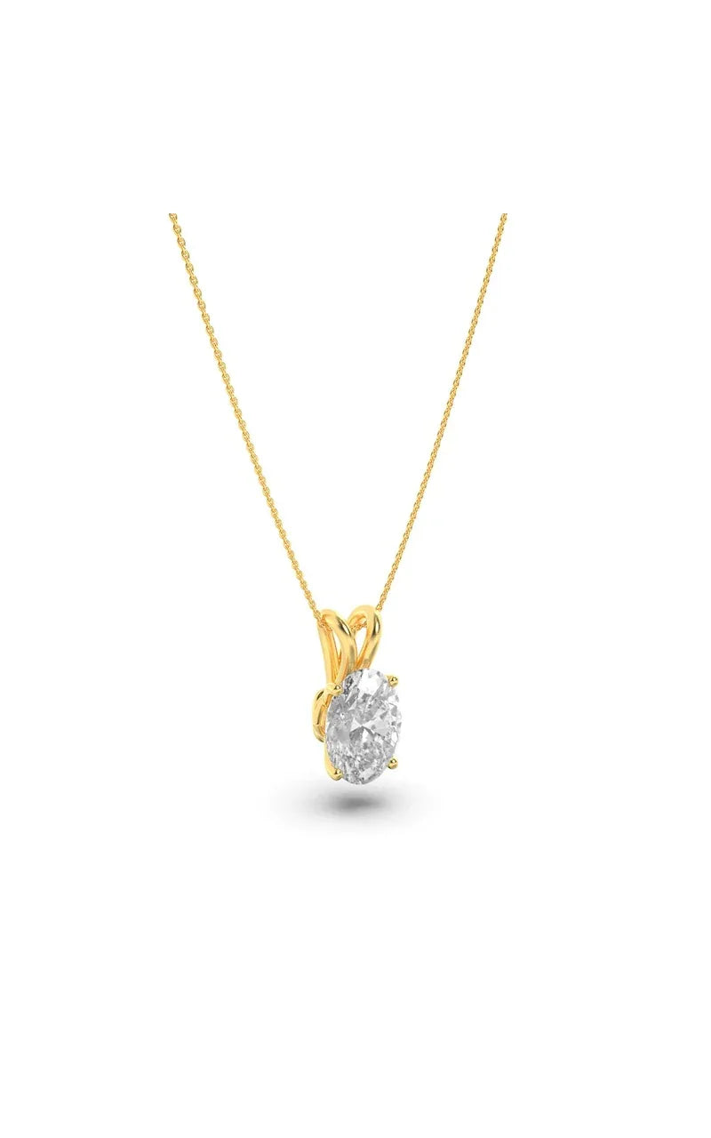 2Cttw Oval Shaped Lab Grown Diamond (F/VS) Split Bale Solitaire Pendant in 14K Gold