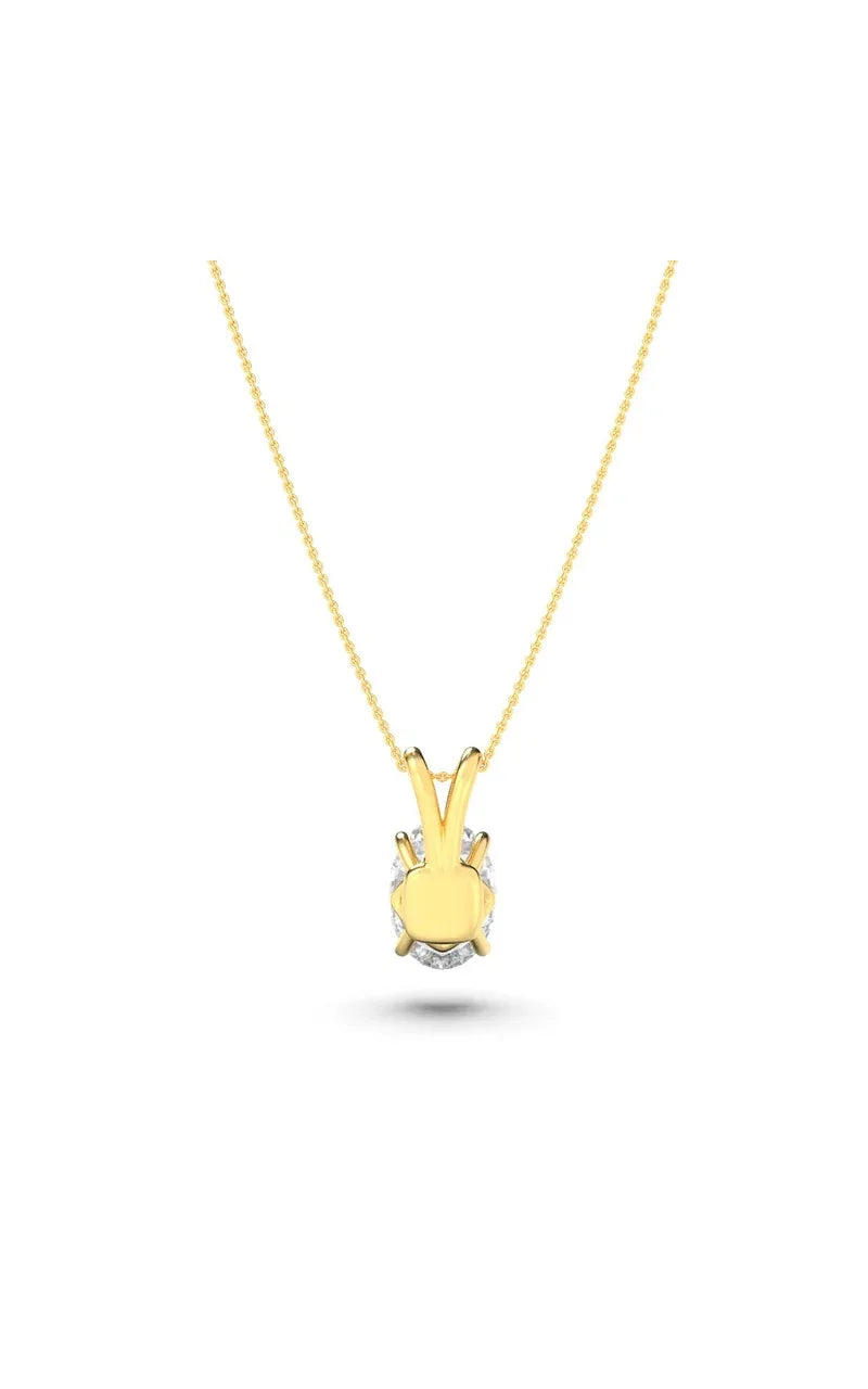 2Cttw Oval Shaped Lab Grown Diamond (F/VS) Split Bale Solitaire Pendant in 14K Gold