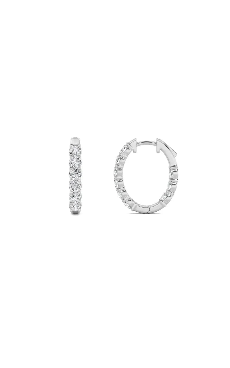 2Cttw Round Shaped Lab Grown Diamond (F/VS) Inside Out Hoop Earrings in 14K Gold