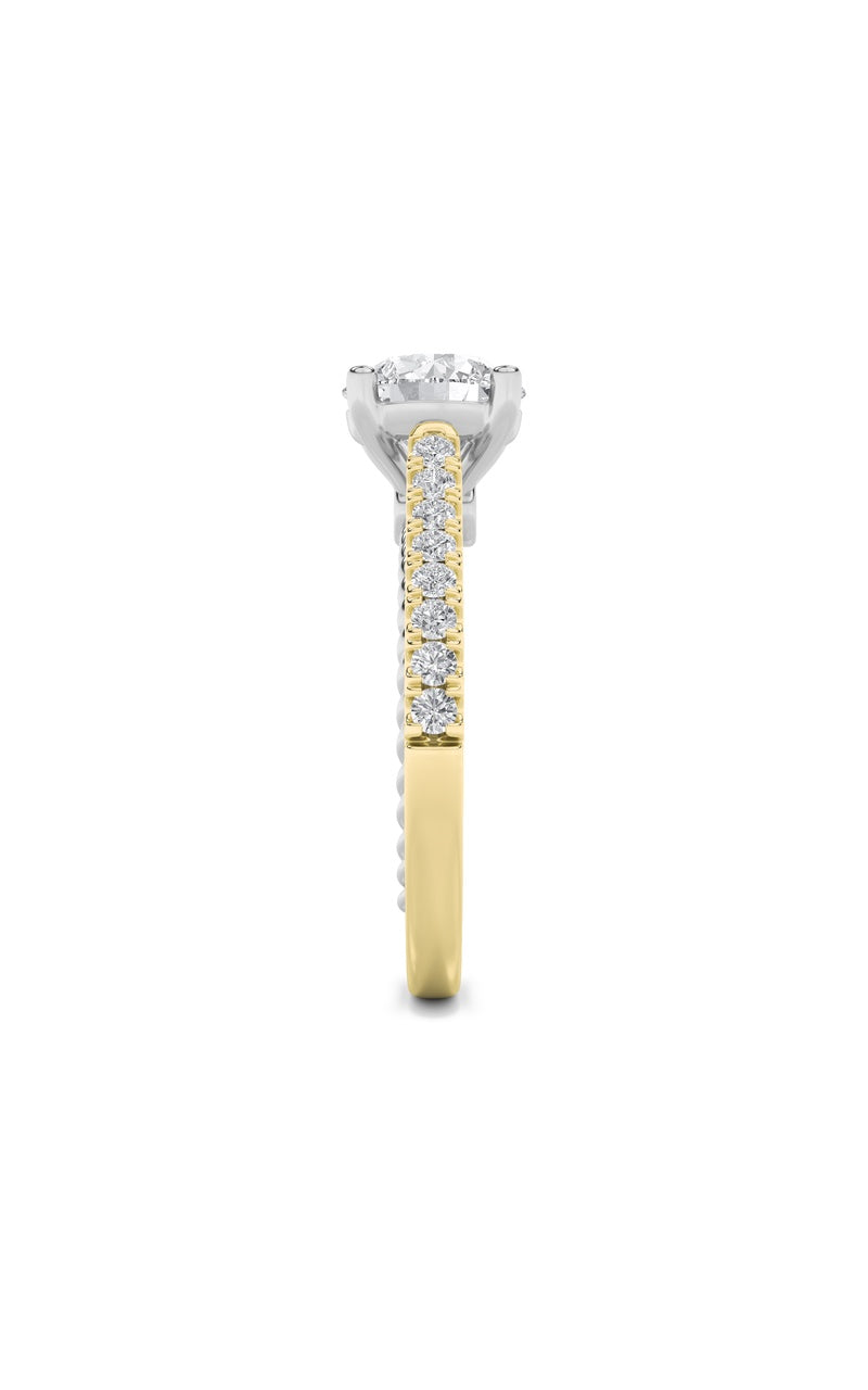 2CTW Round Shaped Lab Grown Diamond (F/VS) Two Tone Accented Rope Design Engagement Ring in 14K Gold
