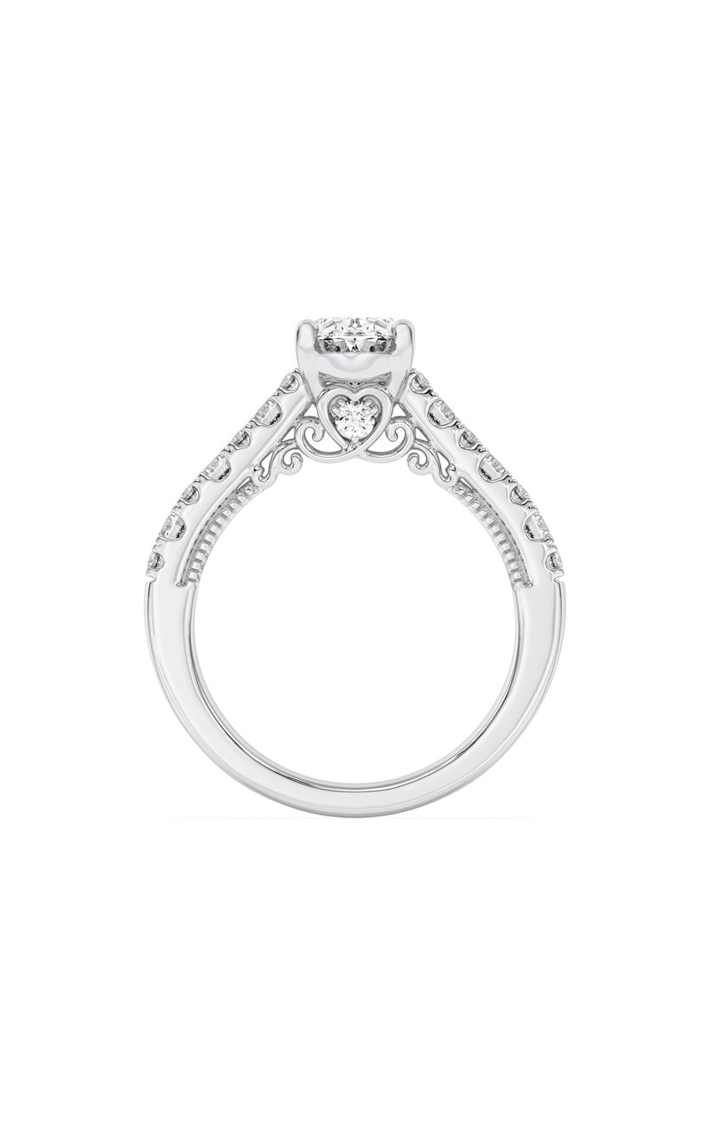 2Cttw Oval Shaped Lab Grown Diamond (F/VS) Accented Milgrain Engagement Ring in 14K Gold