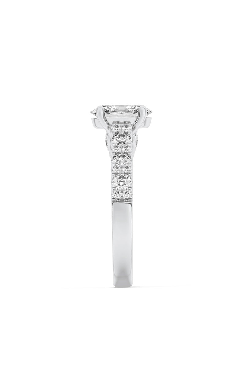 2Cttw Oval Shaped Lab Grown Diamond (F/VS) Accented Milgrain Engagement Ring in 14K Gold