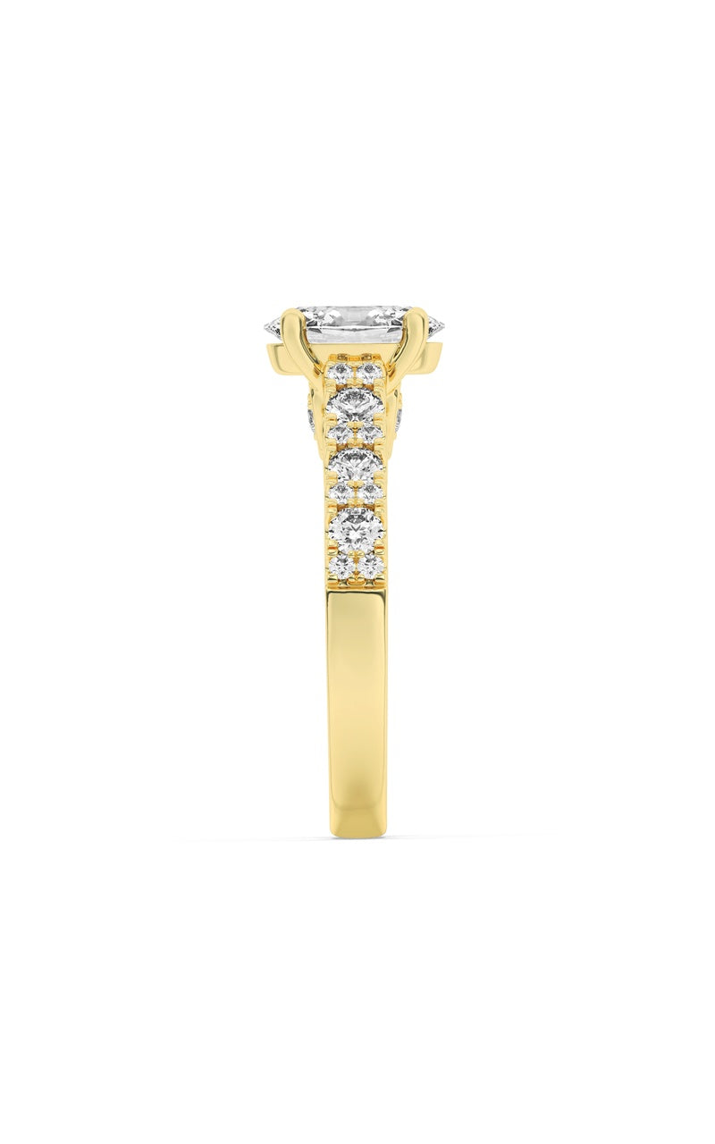 2CTW Oval Shaped Lab Grown Diamond (F/VS) Accented Milgrain Engagement Ring in 14K Gold, 14K Yellow Gold