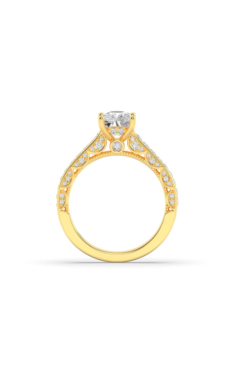 2.5Cttw Elongated Cushion Shaped Lab Grown Diamond(G/VS) Accented Engagement Ring in 14K Gold