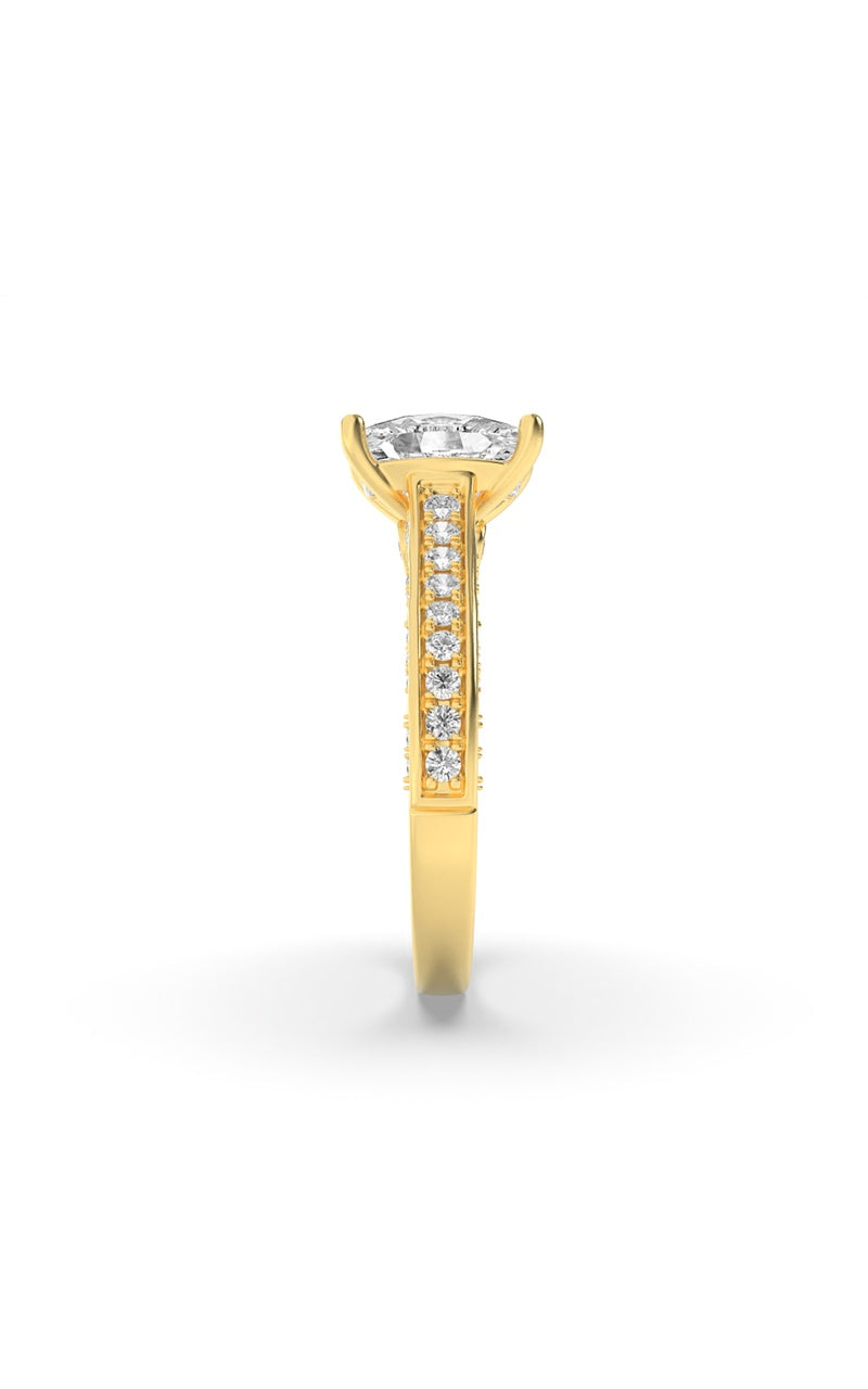 2.5Cttw Elongated Cushion Shaped Lab Grown Diamond(G/VS) Accented Engagement Ring in 14K Gold