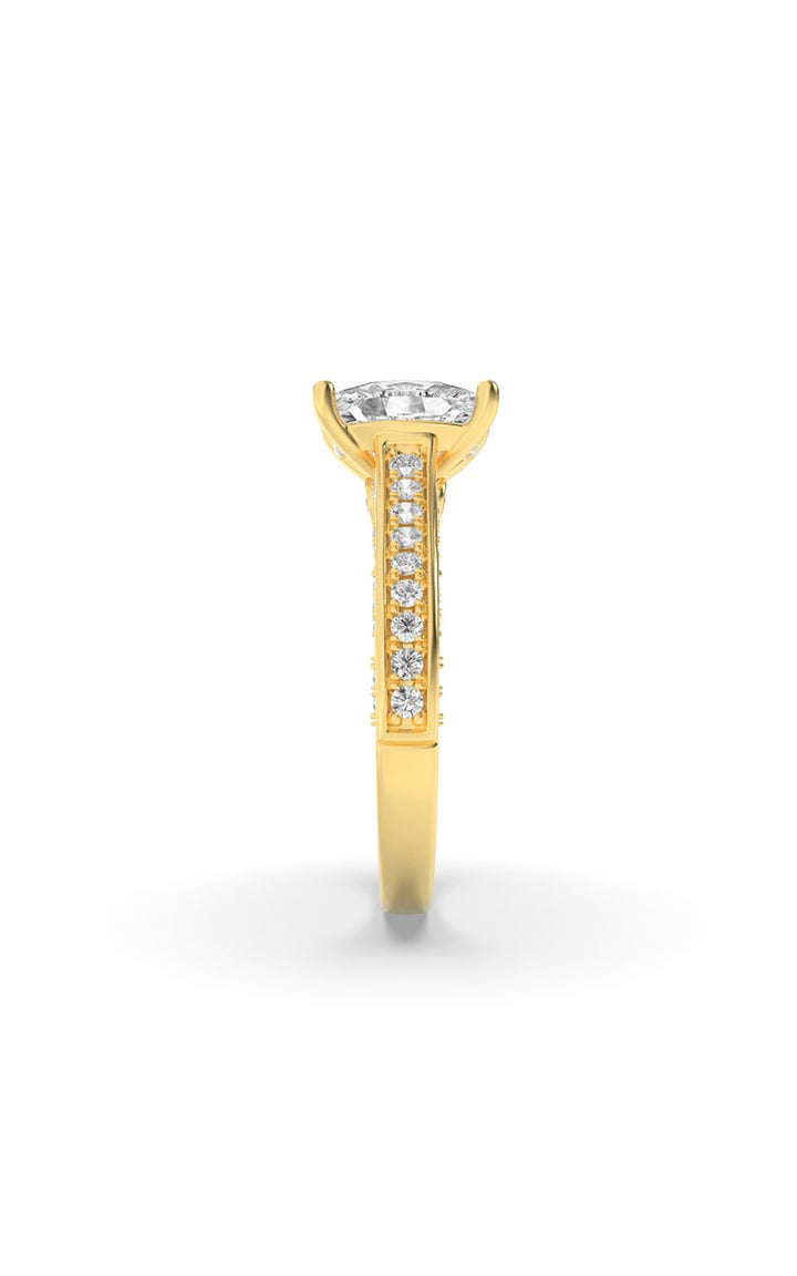 2.5Cttw Elongated Cushion Shaped Lab Grown Diamond(G/VS) Accented Engagement Ring in 14K Gold