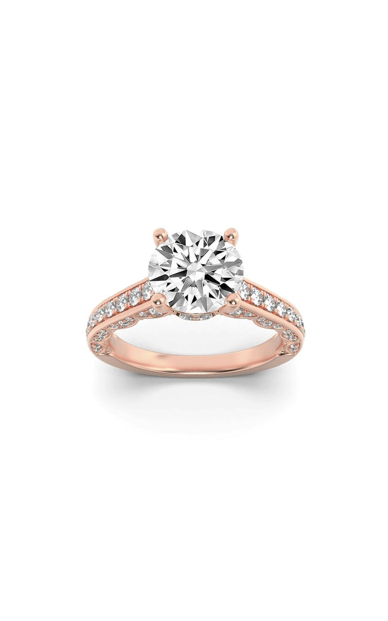 2CTW Round Shaped Lab Grown Diamond (F/VS) Accented Engagement Ring in 14K Gold