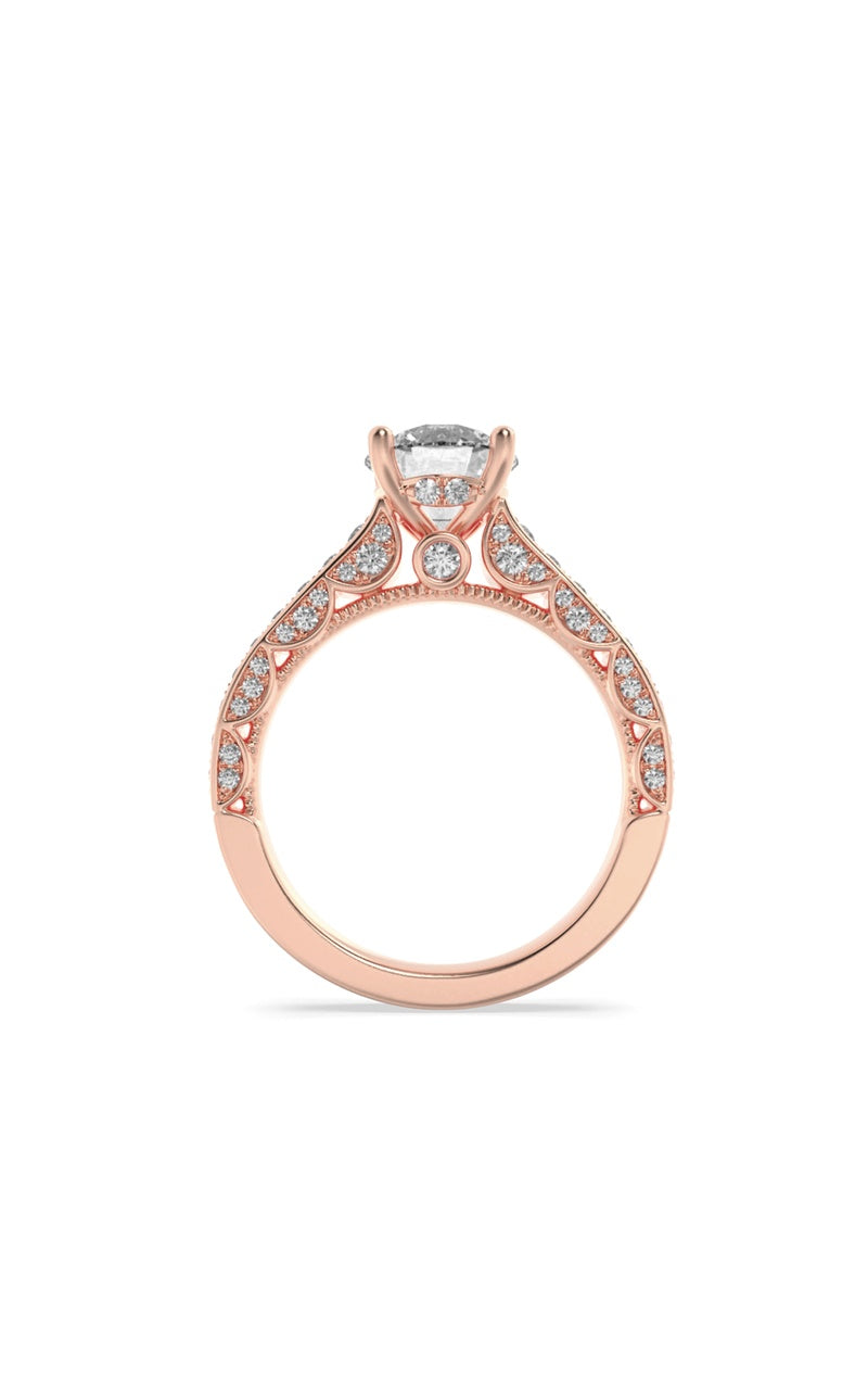 2CTW Round Shaped Lab Grown Diamond (F/VS) Accented Engagement Ring in 14K Gold