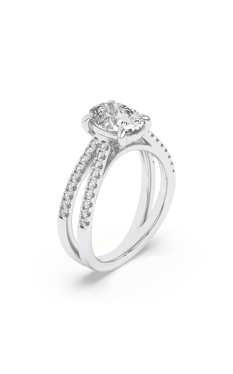 2Cttw Oval Shaped Lab Grown Diamond (F/VS) Cross Shank Accented Engagement Ring in 14K Gold