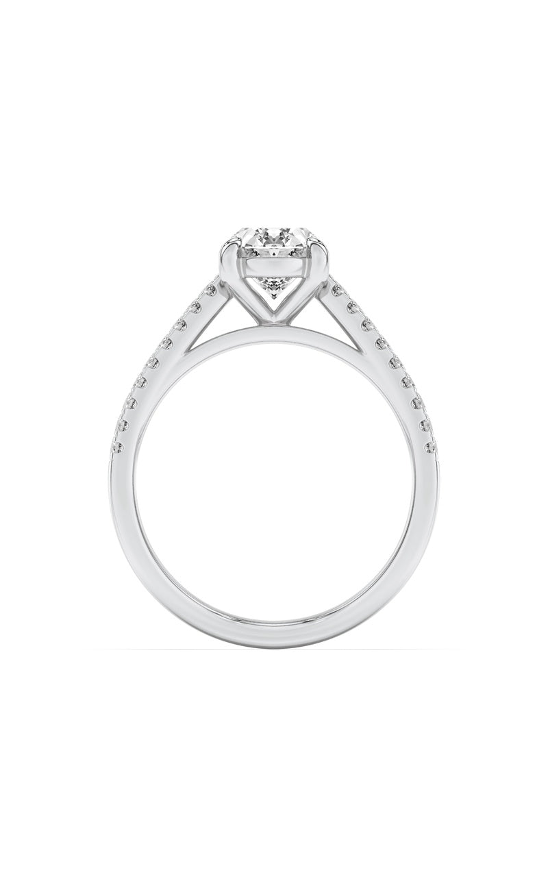 2CTW Oval Shaped Lab Grown Diamond (F/VS) Cross Shank Accented Engagement Ring in 14K Gold