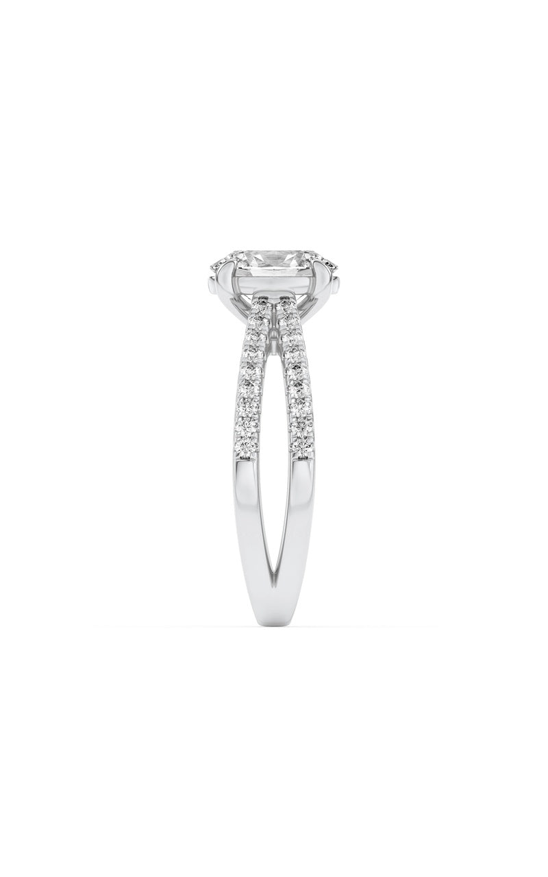 2Cttw Oval Shaped Lab Grown Diamond (F/VS) Cross Shank Accented Engagement Ring in 14K Gold