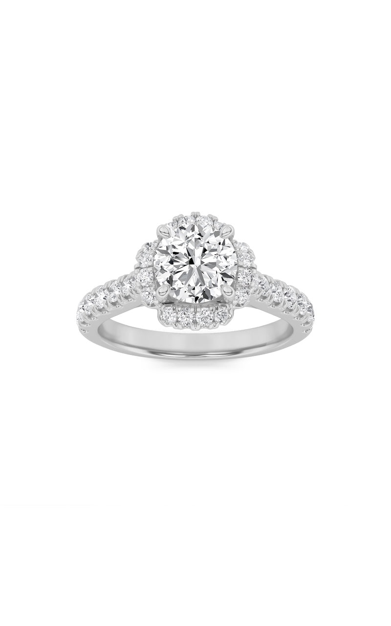 1.5Cttw Round Shaped Lab Grown Diamond (F/VS) HaloAccented Engagement Ring in 14K Gold