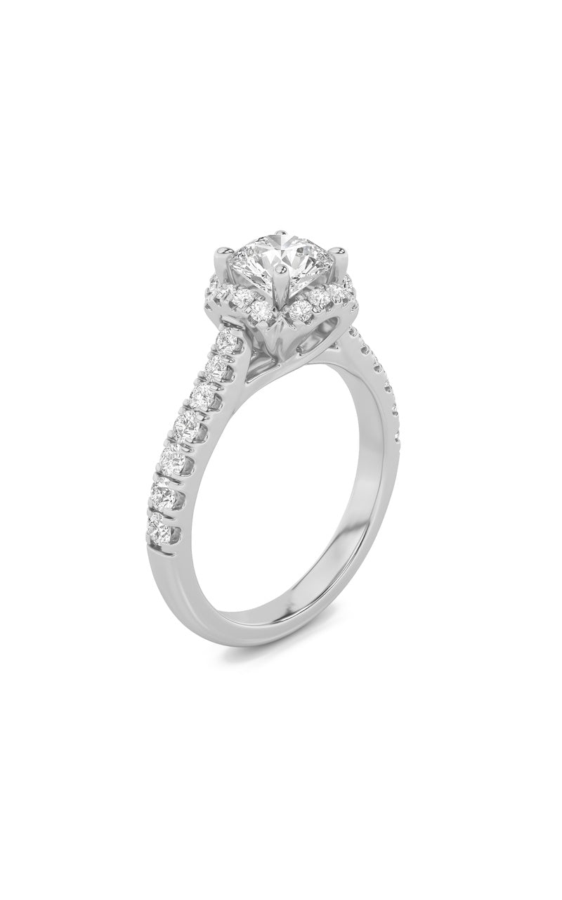 1.5Cttw Round Shaped Lab Grown Diamond (F/VS) HaloAccented Engagement Ring in 14K Gold