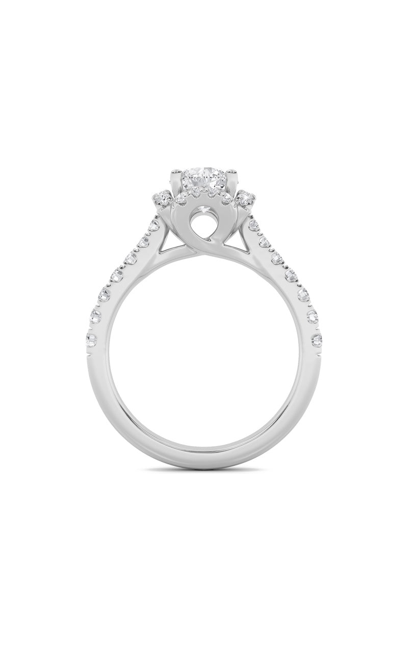 1.5Cttw Round Shaped Lab Grown Diamond (F/VS) HaloAccented Engagement Ring in 14K Gold