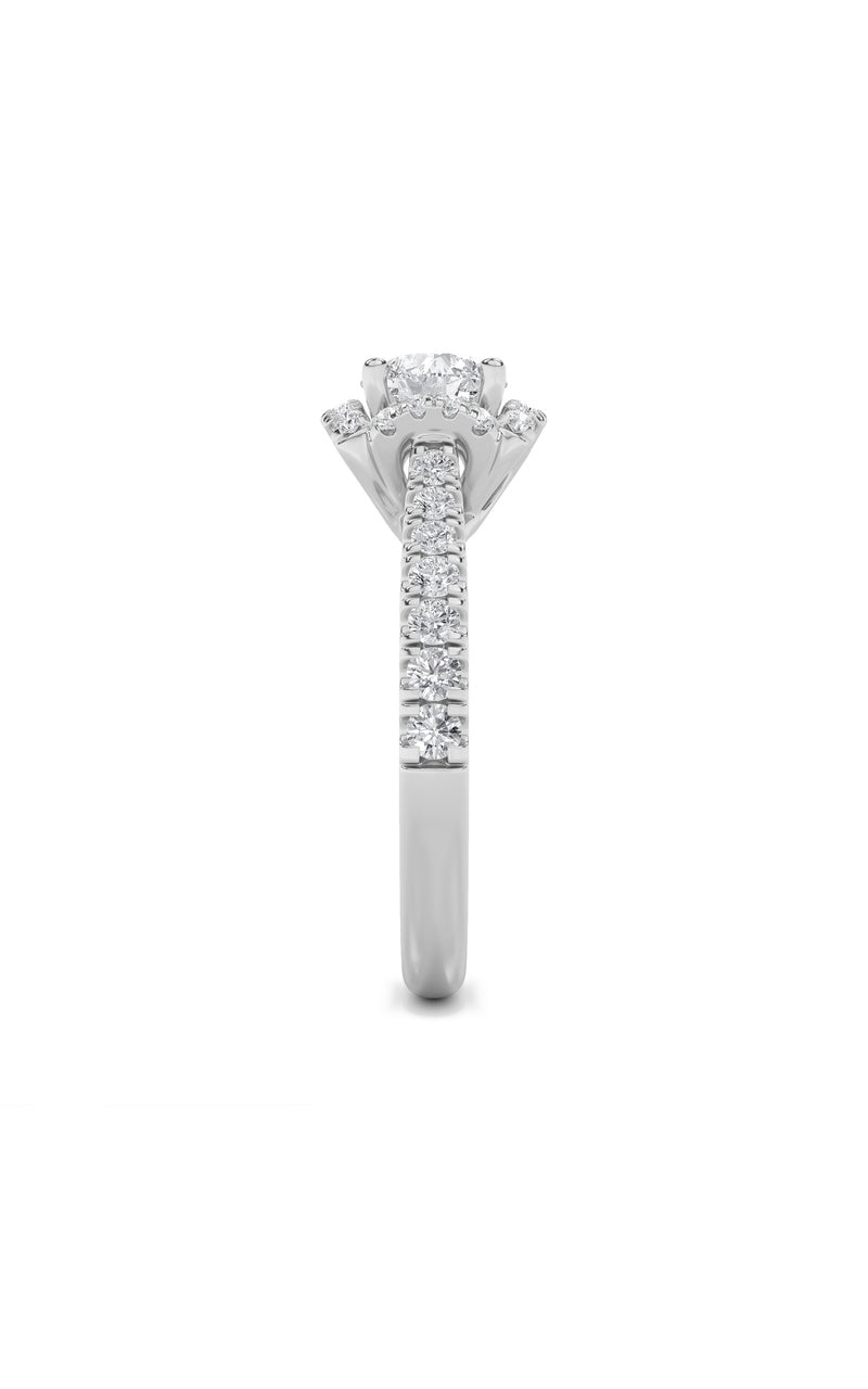 1.5CTW Round Shaped Lab Grown Diamond (F/VS) Halo Accented Engagement Ring in 14K Gold