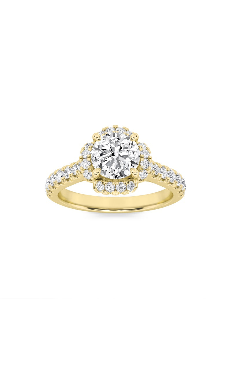 1.5Cttw Round Shaped Lab Grown Diamond (F/VS) HaloAccented Engagement Ring in 14K Gold